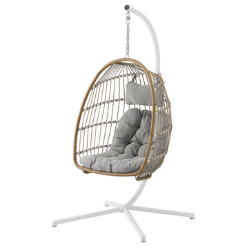 Swing Egg Chair With Stand, Brown/Gray