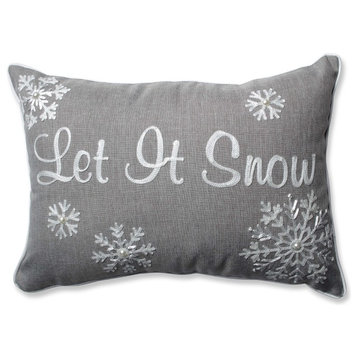 Pillow Perfect Let It Snow Gray Rectangular Throw Pillow