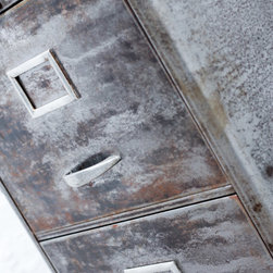 Maurizio Reclaimed Stripped & Distressed Vintage 1950s Steel 4 Drawer Cabinet - Filing Cabinets