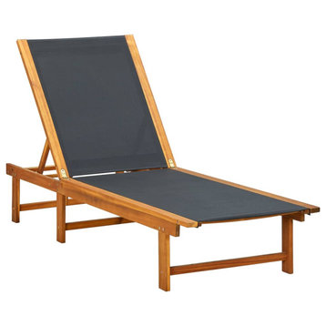 vidaXL Patio Lounge Chair Outdoor Sunlounger Solid Acacia Wood and Textilene