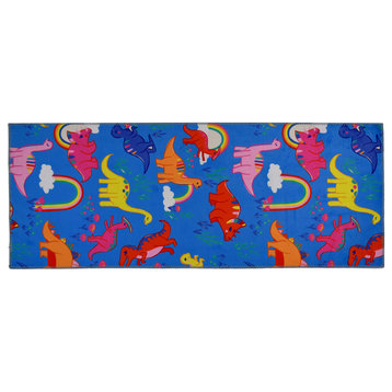 Dinosaurs  Children's Rug with Rainbows Colorful Indoor Area Kid's Rug, 21"x5