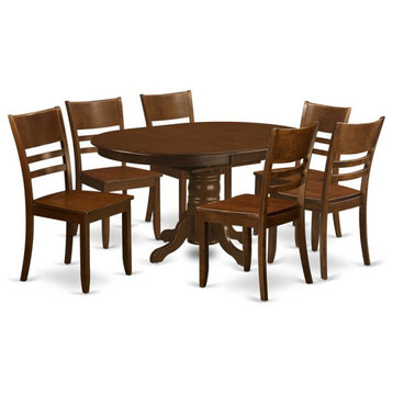 East West Furniture Kenley 7-piece Wood Dining Table Set in Espresso