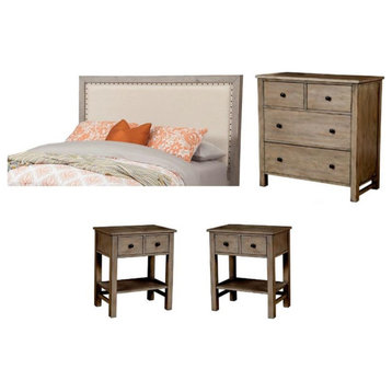 Home Square 4-Piece Set with California King Headboard & Chest & 2 Nightstands