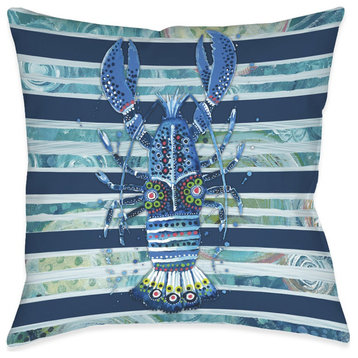 Blue Ocean Lobster Outdoor Pillow, 18"x18"
