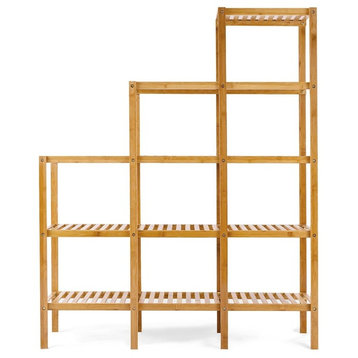 Modern Multi-functional Bamboo Shelf Display Organizer