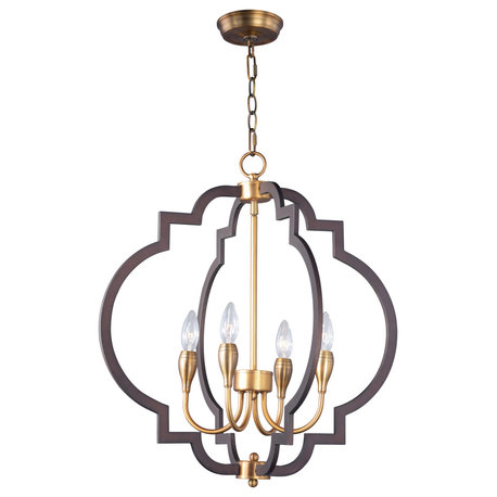 20293OIAB Crest 4-Light Chandelier in Oil Rubbed Bronze / Antique Brass