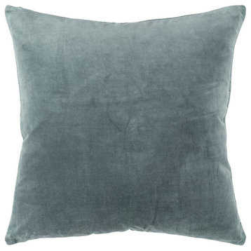 Teal Solid Reversible Cotton Velvet Throw Pillow