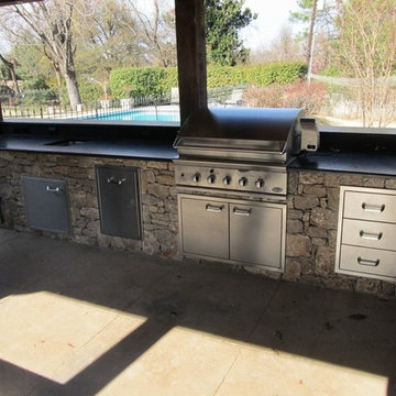 Freestanding Outdoor Kitchen with Gas Grill and Fireplace