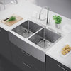 33"x22" Double Bowl 50/50 Stainless Steel Kitchen Farmhouse Apron Front Sink, With Strainer and Grid