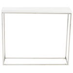 Euro Style - Teresa Console Table, White Lacquer/Polished Stainless Steel - Teresa Console Table in White Lacquer with Polished Stainless Steel Frame