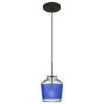 Besa Lighting - Besa Lighting 1XT-PIC6BL-BR Pica 6 - One Light Cord Pendant with Flat Canopy - Pica 6 is a compact tapered glass with a broad angPica 6 One Light Cor Bronze Blue Sand Gla *UL Approved: YES Energy Star Qualified: n/a ADA Certified: n/a  *Number of Lights: Lamp: 1-*Wattage:50w GY6.35 Bi-pin bulb(s) *Bulb Included:Yes *Bulb Type:GY6.35 Bi-pin *Finish Type:Bronze