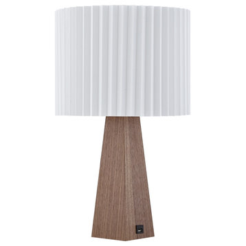 Inspired Home Iona Table Lamp, USB Charger, Ivory