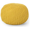 GDF Studio Beryl Knitted Cotton Pouf, Yellow