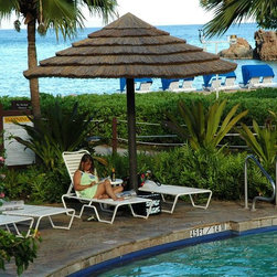 Natural Reed Thatch Umbrella - Resort Pool area - Outdoor Umbrellas