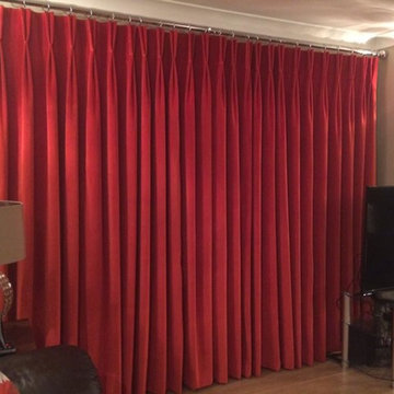 Red Pinch Pleat Curtains & Neo Design Studios Complete Pole