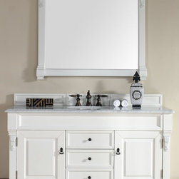 60 inch White Finish Single Traditional Bathroom Vanity Optional Countertop - Bathroom Vanities And Sink Consoles