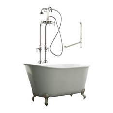 58" Swedish Bathtub & Complete Gooseneck Freestanding Faucet Plumbing Package BN