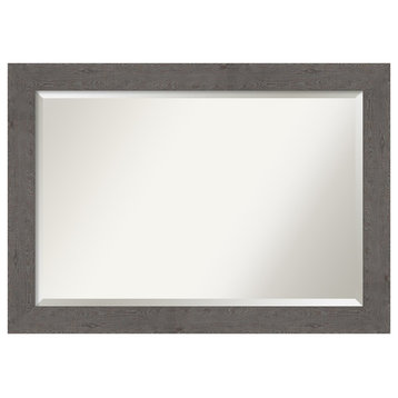 Rustic Plank Grey Beveled Bathroom Wall Mirror - 41.5 x 29.5 in.