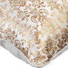 Damask 14"x14" Velvet White Pillows Cover, Gold Festive