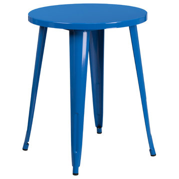 24" Round Blue Metal Indoor-Outdoor Table