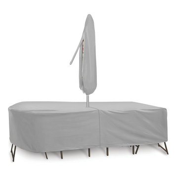 Oval/Rectangular Table and Chair Cover, Gray, 108"x80"
