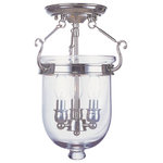 Livex Lighting - Jefferson Ceiling Mount, Polished Nickel - Carrying the vision of rich opulence, the Jefferson has evolved through times remaining a focal point of richness and affluence. From visions of old time class to modern day elegance, the bell jar remains a favorite in several settings of the home. Using hand blown clear glass...the possibilities are endless to find a piece that matches your desired personality and vision.