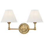 Hudson Valley Lighting - Classic No.1, 2-Light Wall Sconce With Off-White Silk Shade, Aged Brass - Designed by Mark D. Sikes