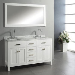 Abodo 60 inch Transitional Bathroom Vanity White Finish Set - Bathroom Vanities And Sink Consoles
