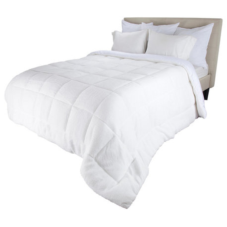 Bluestone Oversized Reversible Down Alt Comforter With Sherpa, Twin