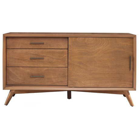 Alpine Furniture Flynn Small Wood TV Console in Acorn Brown