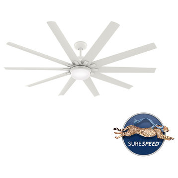 Hunter 72" Overton Matte White Damp Rated Ceiling Fan With LED Light