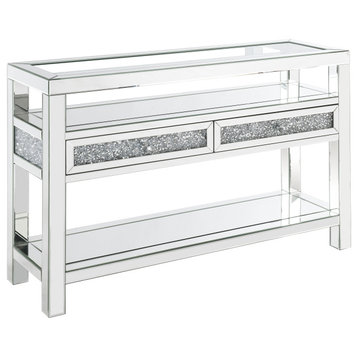Noralie Sofa Table, Mirrored and Faux Diamonds