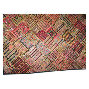 Mogul Interior - Sari Gujarati Tapestry Handmade Vintage Patchwork Wall Hanging - Tapestries