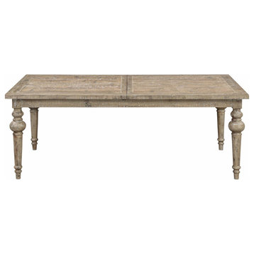 Rustic Farmhouse Dining Table, Limestone Gray Top With Butterfly Extension Leaf
