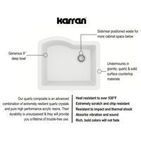 Karran Undermount Quartz Composite 24" Single Bowl Kitchen Sink, White