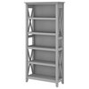 Classic Tall Bookcase, 5 Open Shelves With X-Shaped Sides, Grey/Single