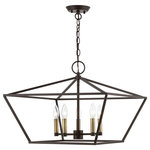 Livex Lighting - Devone 5 Light Bronze With Antique Brass Accents Chandelier - The Devone collection hints at a casual vibe. This five light chandelier is shown in a bronze finish with antique brass finish accents. It will be a great feature in your modern loft or cabin as well as any transitional style interior.