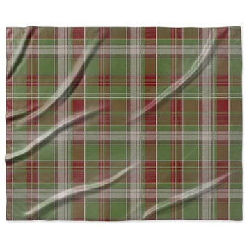 "Tartan Plaid in Green and Red" Sherpa Blanket 60"x50"