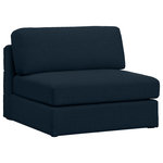 Meridian Furniture - Beckham Beige Durable Linen Textured Fabric Armless, Navy, Armless Chair - Liven up your living space with this Beckham navy durable linen polyester fabric armless chair. Its navy color complements any contemporary home decor, while its durable linen and polyester fabric upholstery provides you with a soft and comfortable place to sit. This armless chair is modular, so you can create infinite configurations, which are easily attached using the attachment latch underneath. Its linen, wood, and foam construction guarantees stability for years to come.