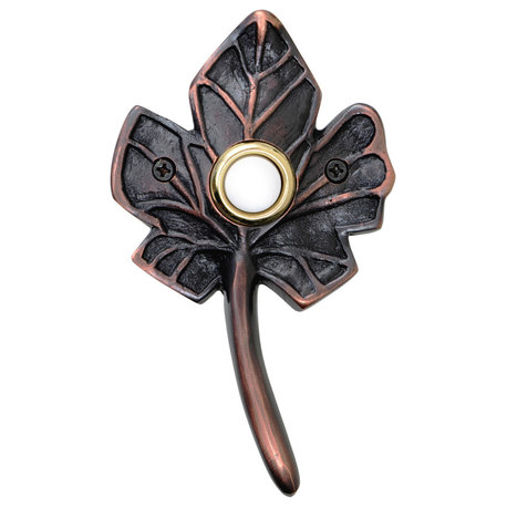 Brass Small Leaf Doorbell in 4 Finishes, Oil Rubbed Bronze