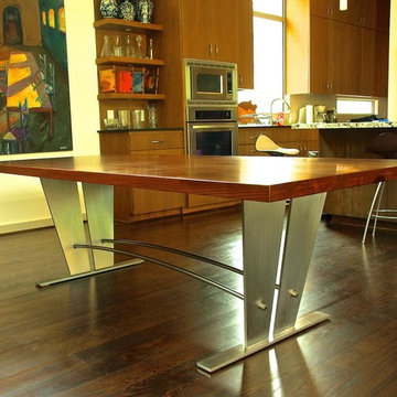 Stainless Steel & Walnut Dining Table