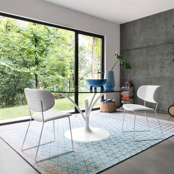 Claire M Leather Chairs and Acacia Table