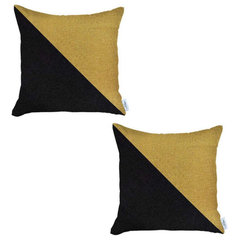 Set Of 2 Black And Yellow Diagonal Pillow Covers Set Of 2 Black And Yellow Diagonal Pillow Covers