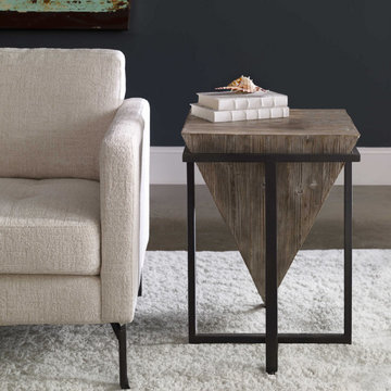 Industrial Accent Table Square with Iron Frame