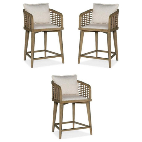 Home Square Dining Room Sundance Barrel Back Counter Stool - Set of 3