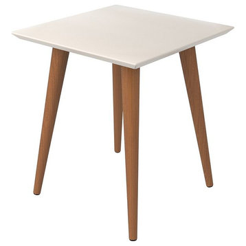 Manhattan Comfort Utopia High Square End Table, Splayed Wooden Legs, Off White