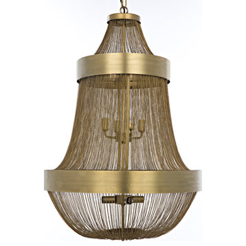 Pavilion Chandelier, Metal with Brass Finish