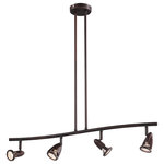 Trans Globe Lighting - Stingray 32.5" Track Light - The Stingray Collection is an aero dynamic style and offered in Brushed Nickel or Rubbed Oil Bronze finish selections.  The Stingray 32.5" Track Light is a sleek curved bar 4-light fixture with swivel lamps set for opposing angles to give maximum room lighting.  This fixture includes a round ceiling canopy and easily coordinates with multiple other items from the collection for a polished look throughout your home.