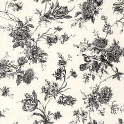 Black and White Large Floral Wallpaper - Wallpaper