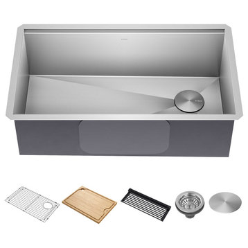 Undermount Stainless Steel 1-Bowl Kitchen Sink With Accessories, 32" Kwu110-32